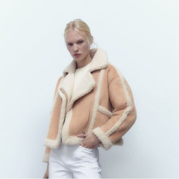 Zara DOUBLE FACED JACKET WITH FAUX SHEARLING - Picture 3 of 10